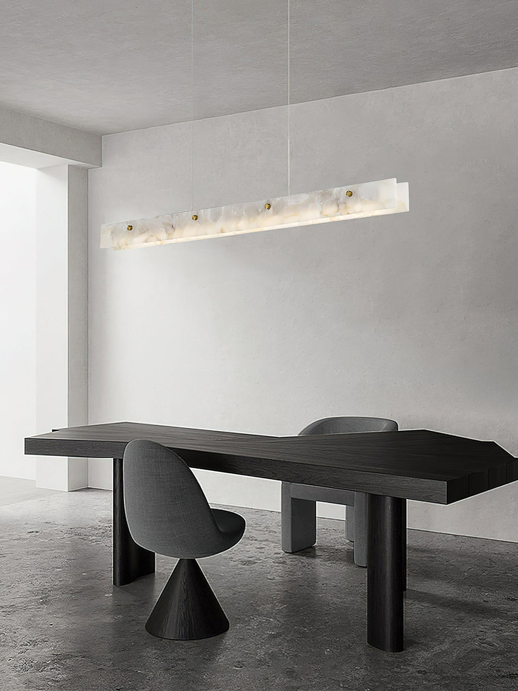 Lampada a sospensione lineare LED Ljomuvye in alabastro - Design moderno sospeso