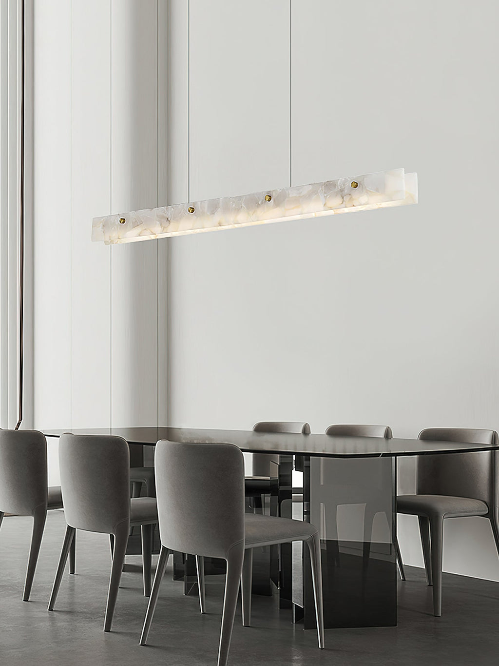 Lampada a sospensione lineare LED Ljomuvye in alabastro - Design moderno sospeso