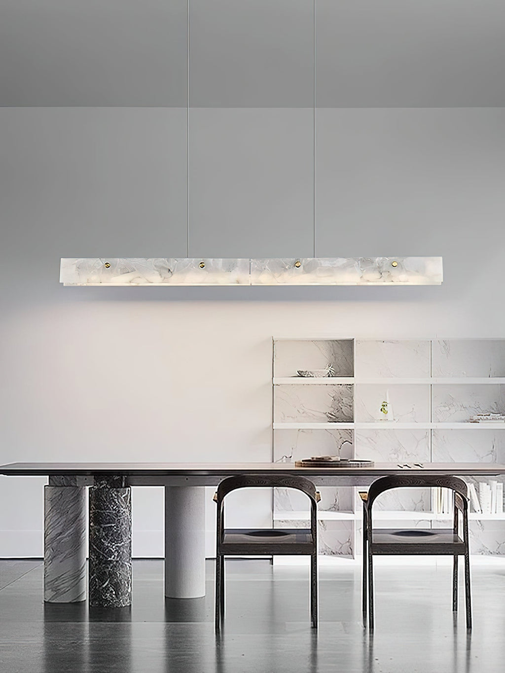Lampada a sospensione lineare LED Ljomuvye in alabastro - Design moderno sospeso