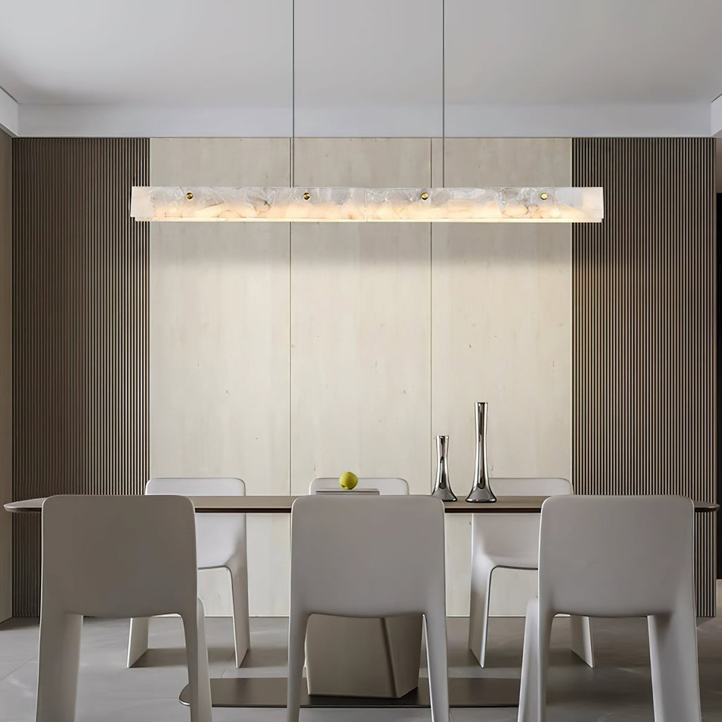 Lampada a sospensione lineare LED Ljomuvye in alabastro - Design moderno sospeso