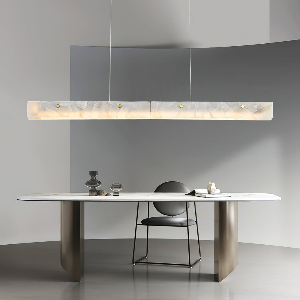 Lampada a sospensione lineare LED Ljomuvye in alabastro - Design moderno sospeso