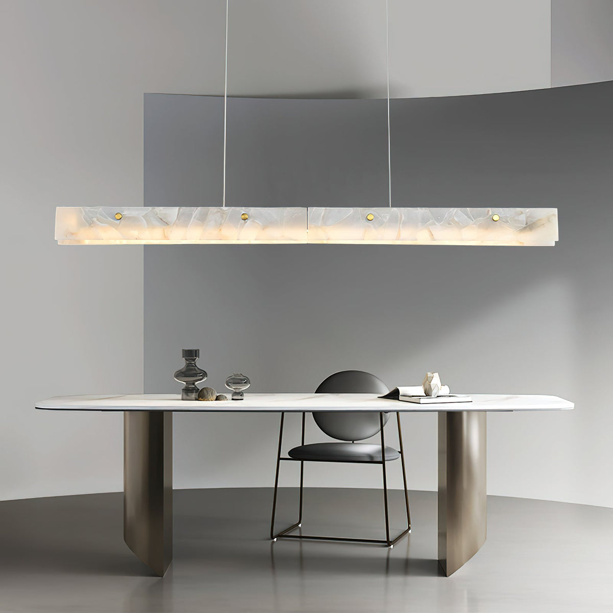 Lampada a sospensione lineare LED Ljomuvye in alabastro - Design moderno sospeso