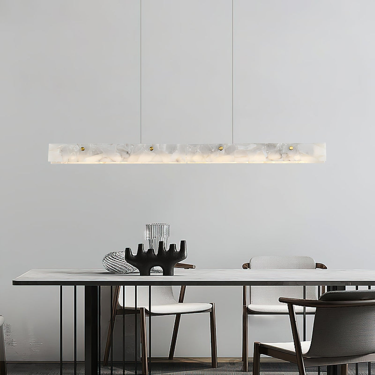 Lampada a sospensione lineare LED Ljomuvye in alabastro - Design moderno sospeso