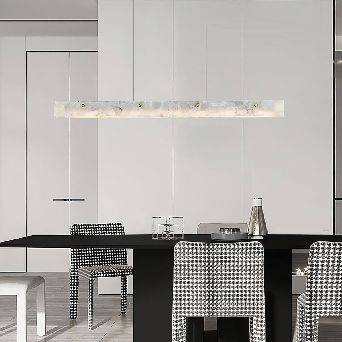 Lampada a sospensione lineare LED Ljomuvye in alabastro - Design moderno sospeso