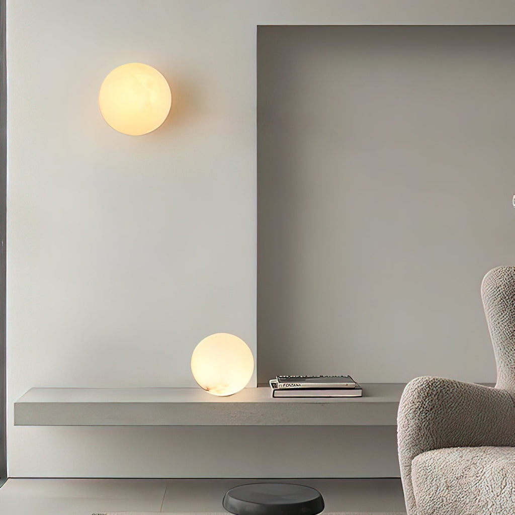 Applique murale sphérique en albâtre Vevinir de 12cm
