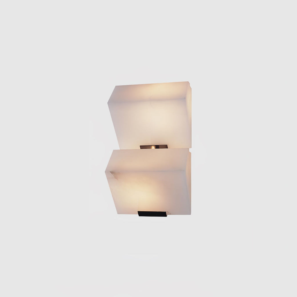 White Alabaster Staircase Wall Lamp — Stepped Paneled LED Shade