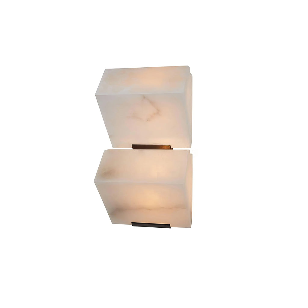 White Alabaster Staircase Wall Lamp — Stepped Paneled LED Shade