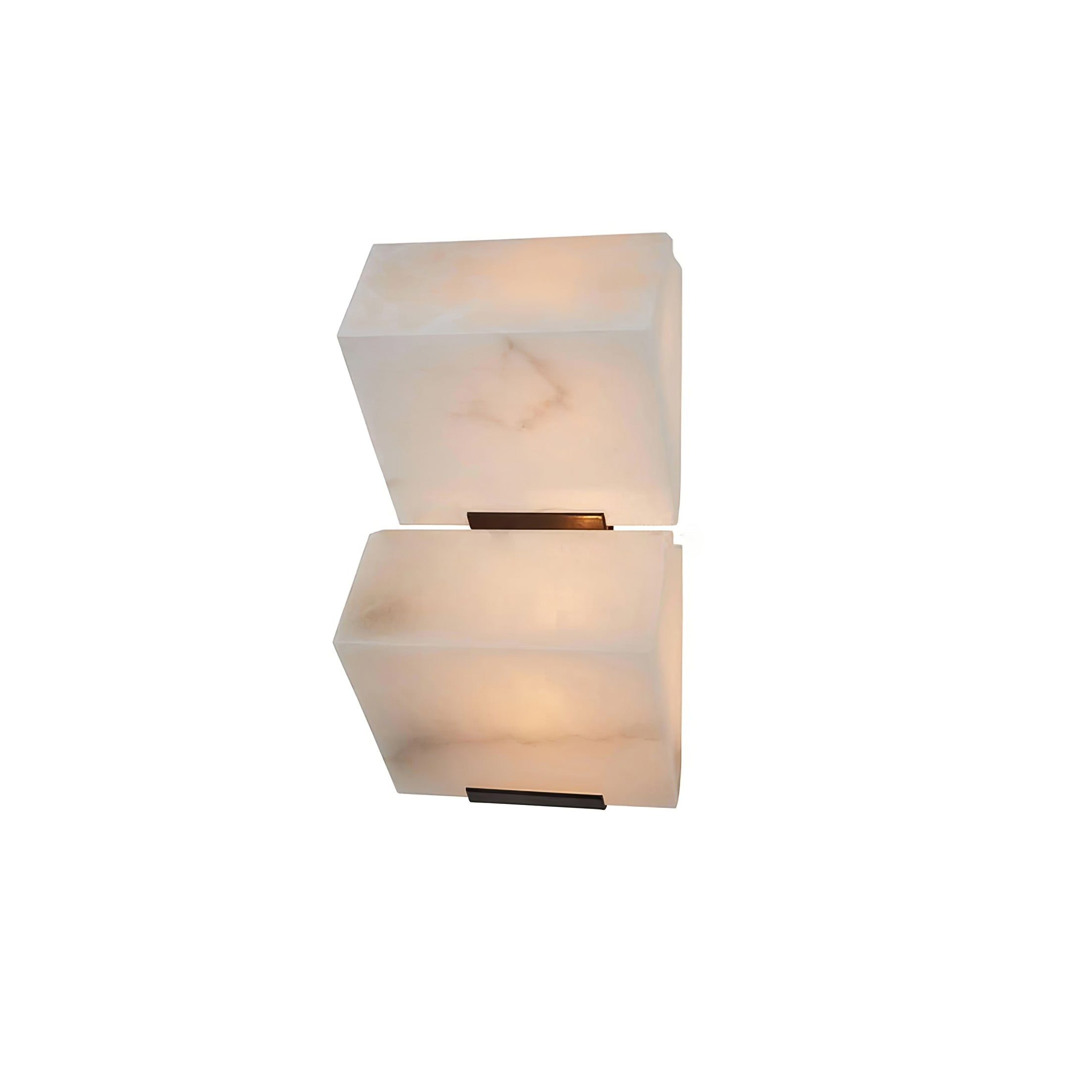 White Alabaster Staircase Wall Lamp — Stepped Paneled LED Shade