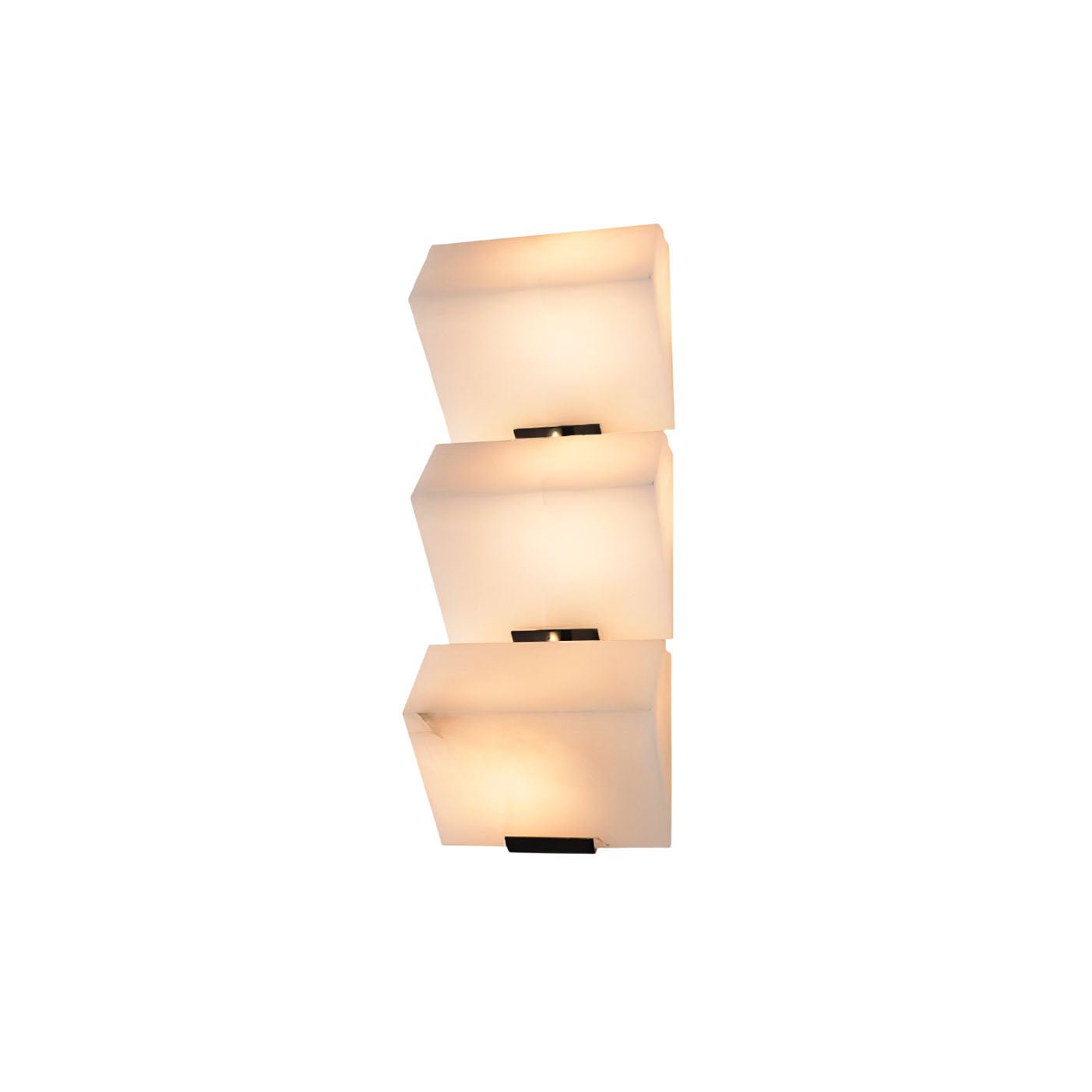 White Alabaster Staircase Wall Lamp — Stepped Paneled LED Shade