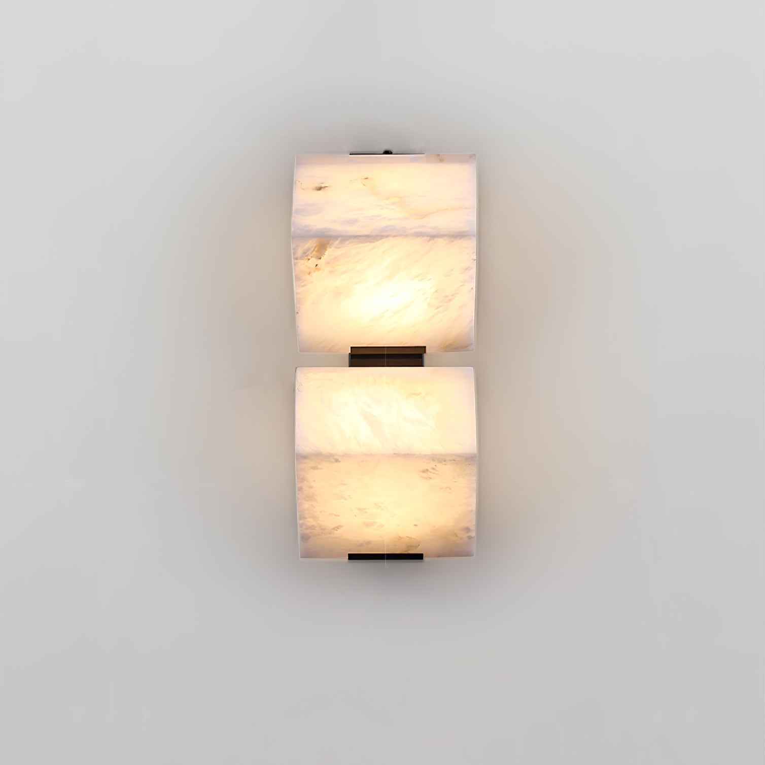 White Alabaster Staircase Wall Lamp — Stepped Paneled LED Shade