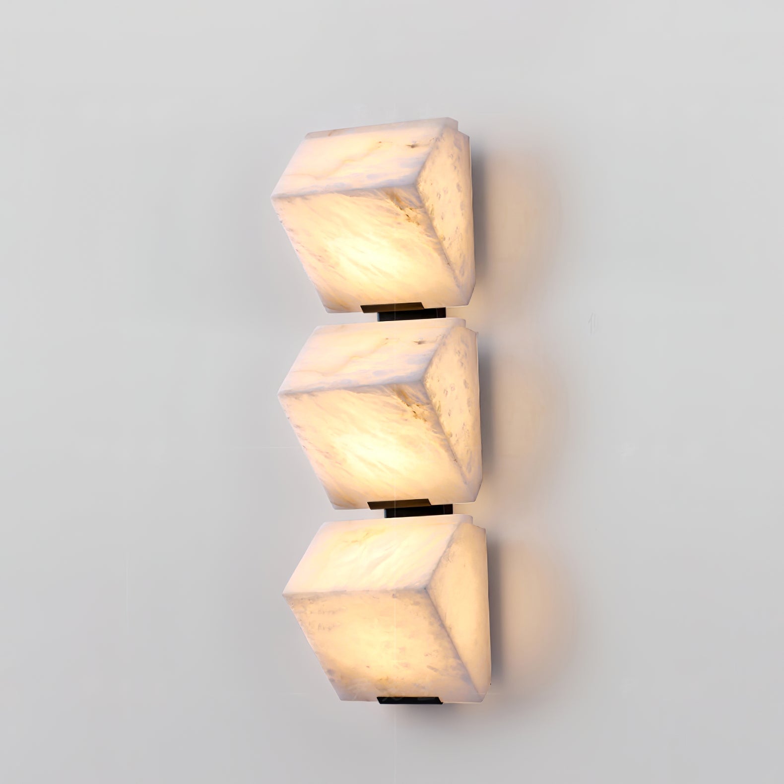 White Alabaster Staircase Wall Lamp — Stepped Paneled LED Shade