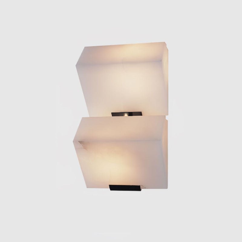 White Alabaster Staircase Wall Lamp — Stepped Paneled LED Shade