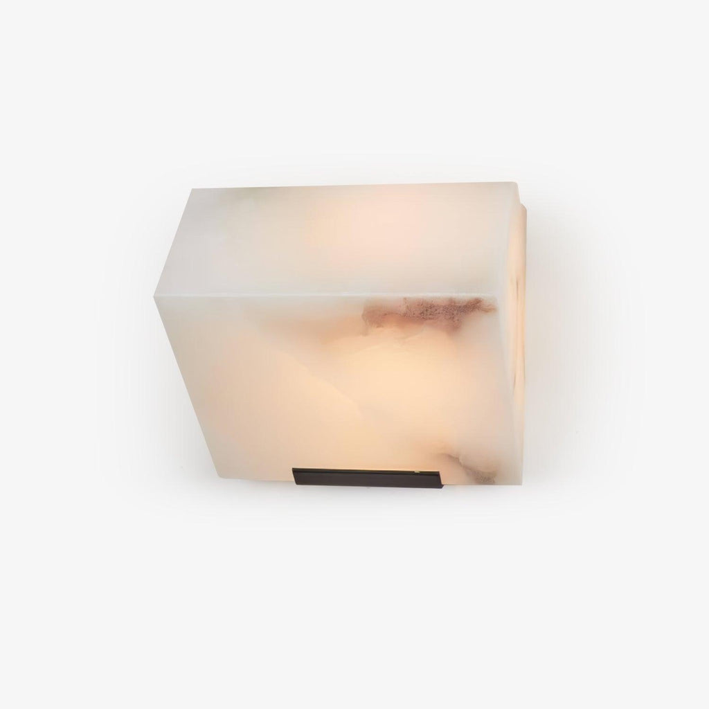 White Alabaster Staircase Wall Lamp — Stepped Paneled LED Shade
