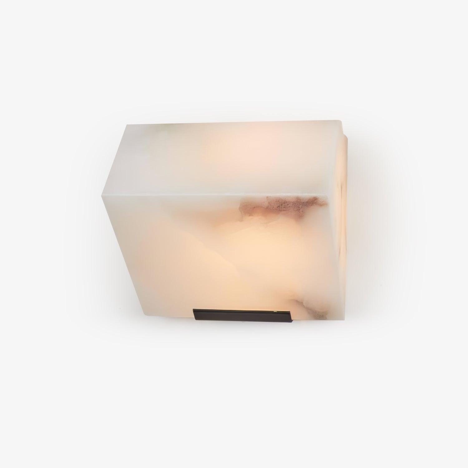 White Alabaster Staircase Wall Lamp — Stepped Paneled LED Shade