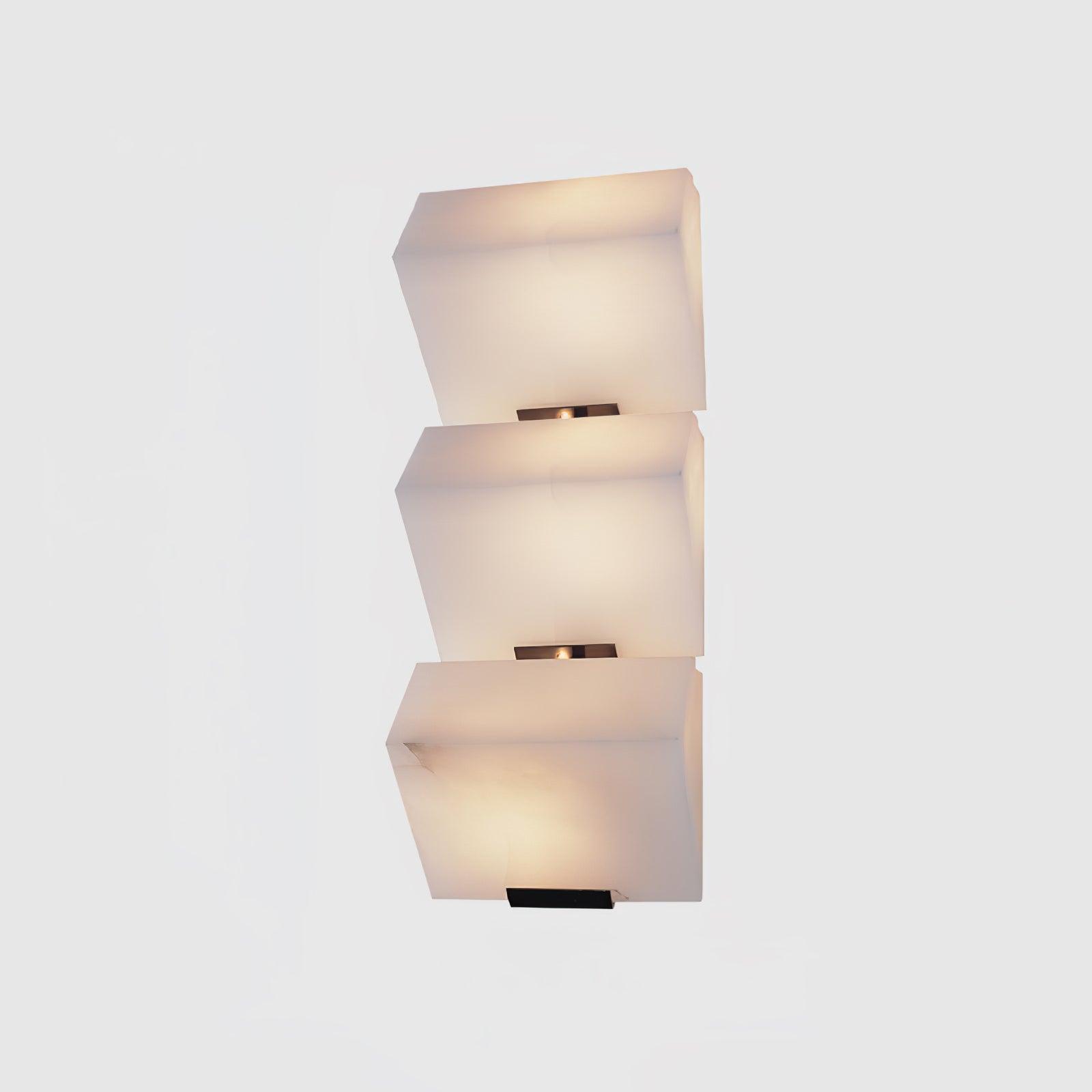 White Alabaster Staircase Wall Lamp — Stepped Paneled LED Shade