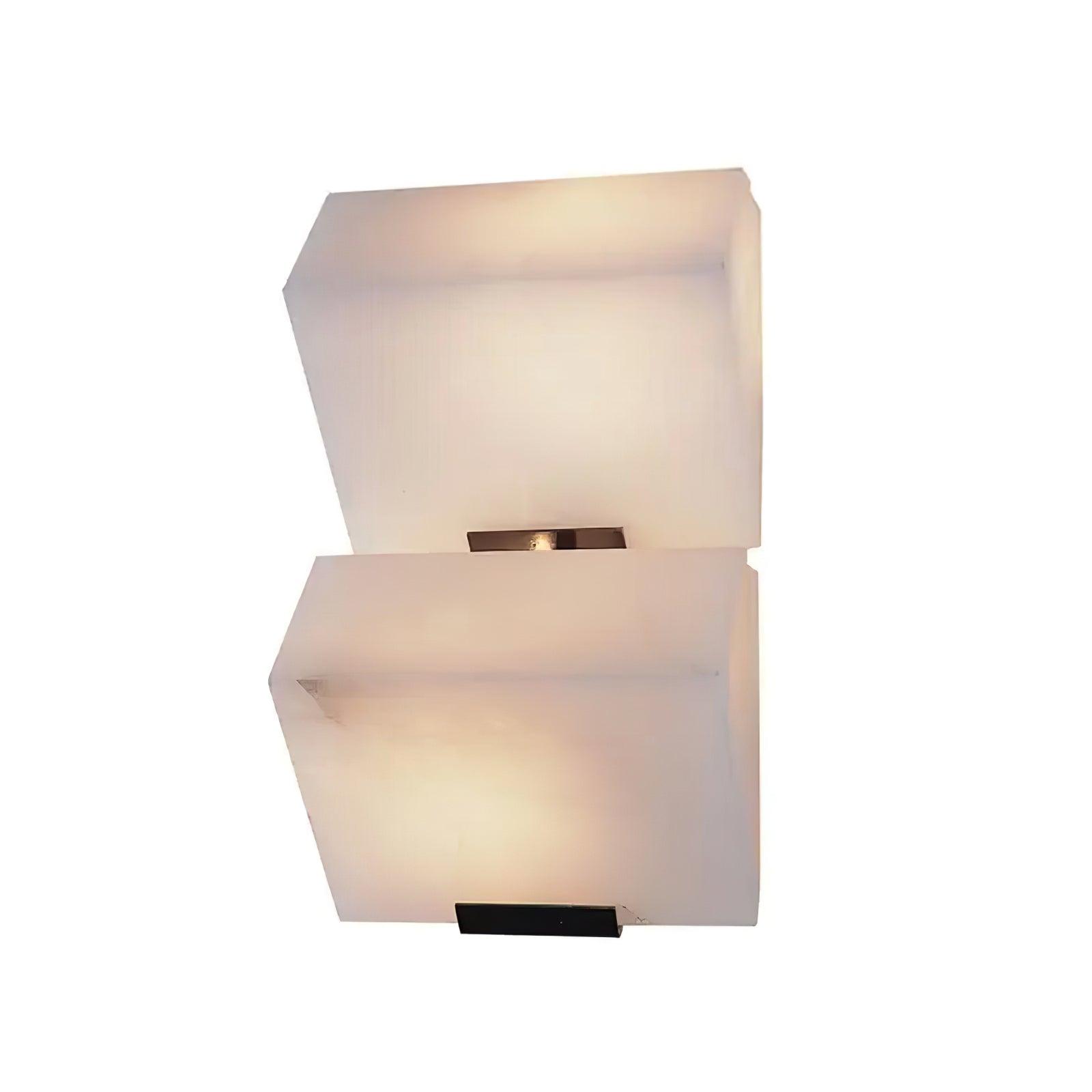 White Alabaster Staircase Wall Lamp — Stepped Paneled LED Shade