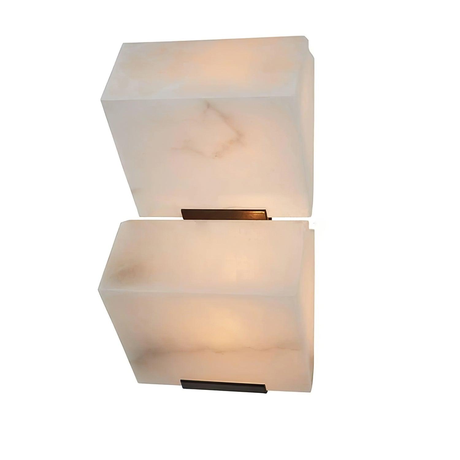 White Alabaster Staircase Wall Lamp — Stepped Paneled LED Shade