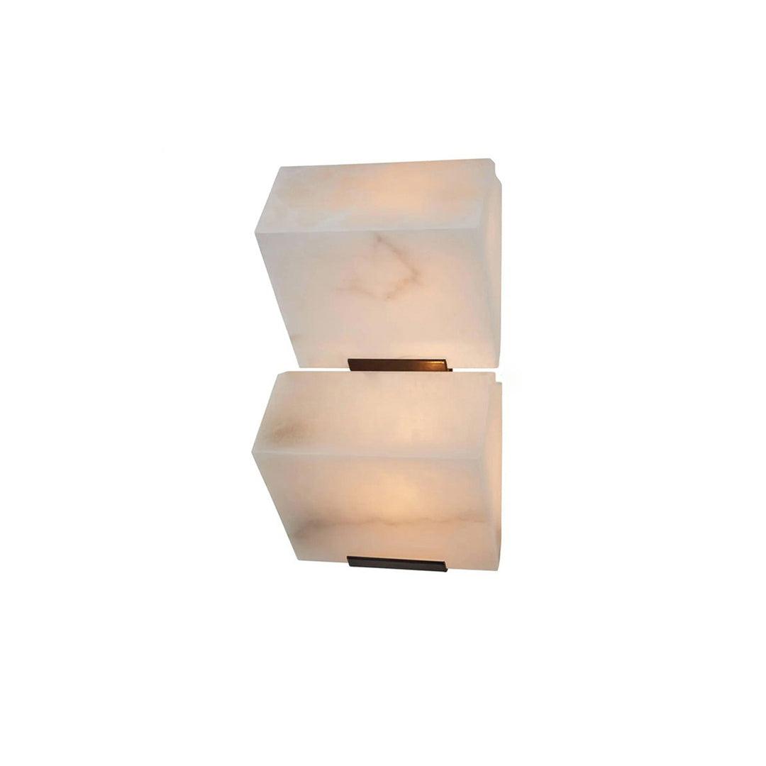 White Alabaster Staircase Wall Lamp — Stepped Paneled LED Shade