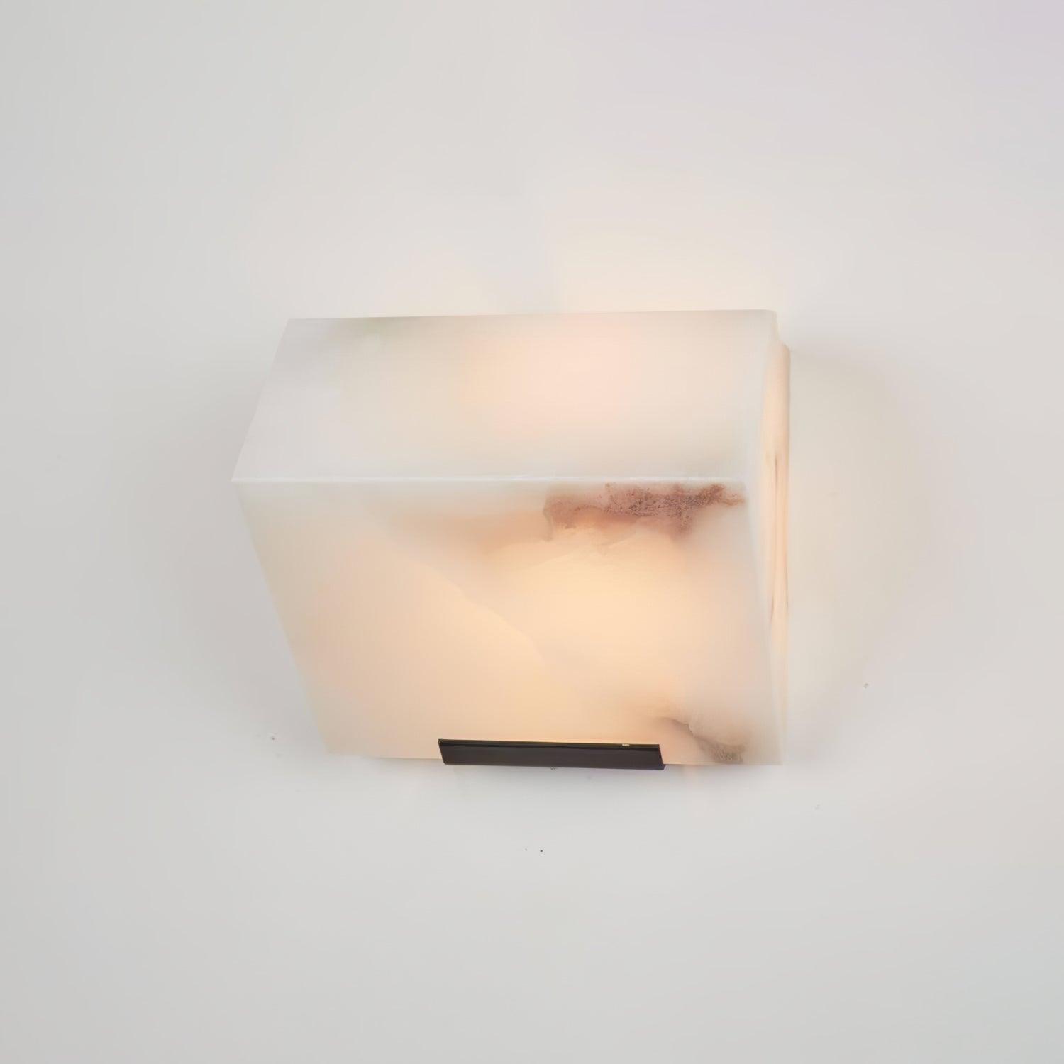 White Alabaster Staircase Wall Lamp — Stepped Paneled LED Shade