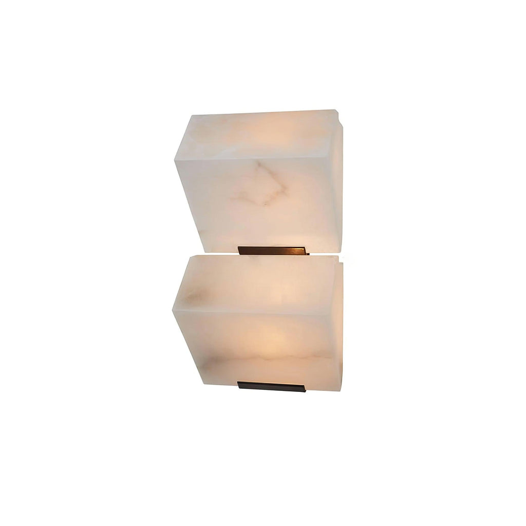 White Alabaster Staircase Wall Lamp — Stepped Paneled LED Shade