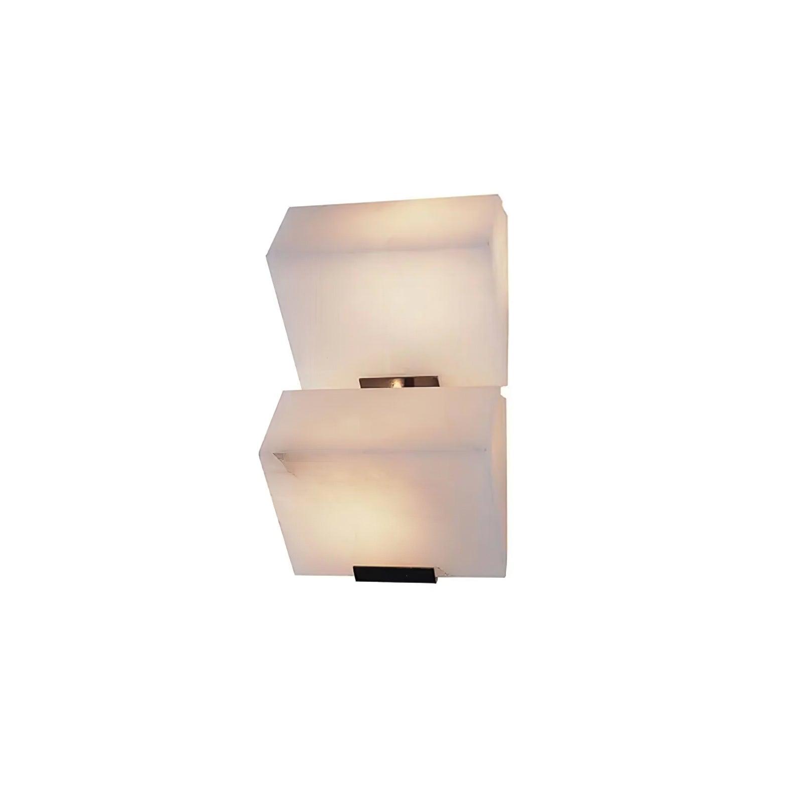 White Alabaster Staircase Wall Lamp — Stepped Paneled LED Shade