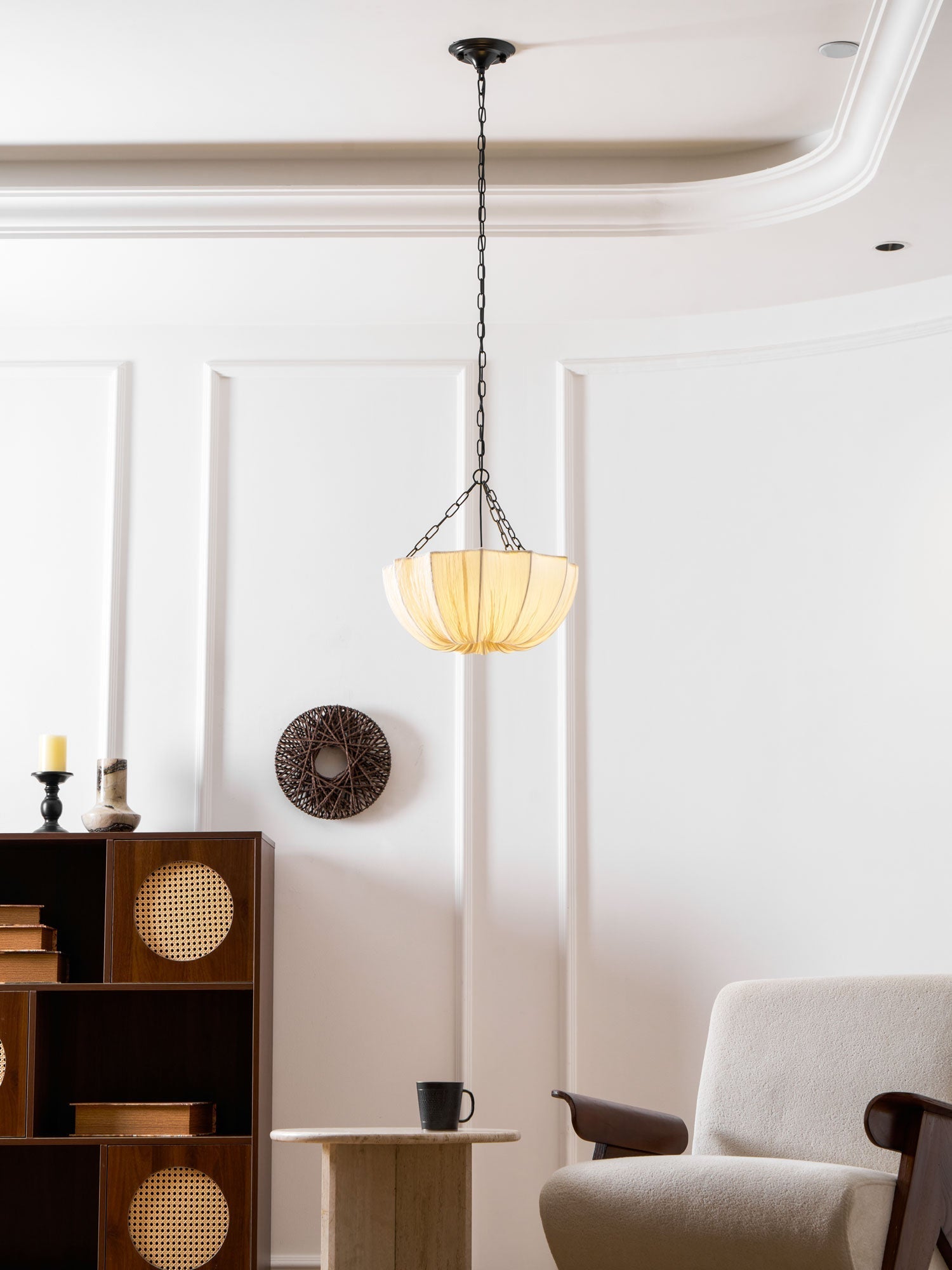 Aldwin-pendellampe — justerbar kjede, avrundet skjerm, nøytral tone