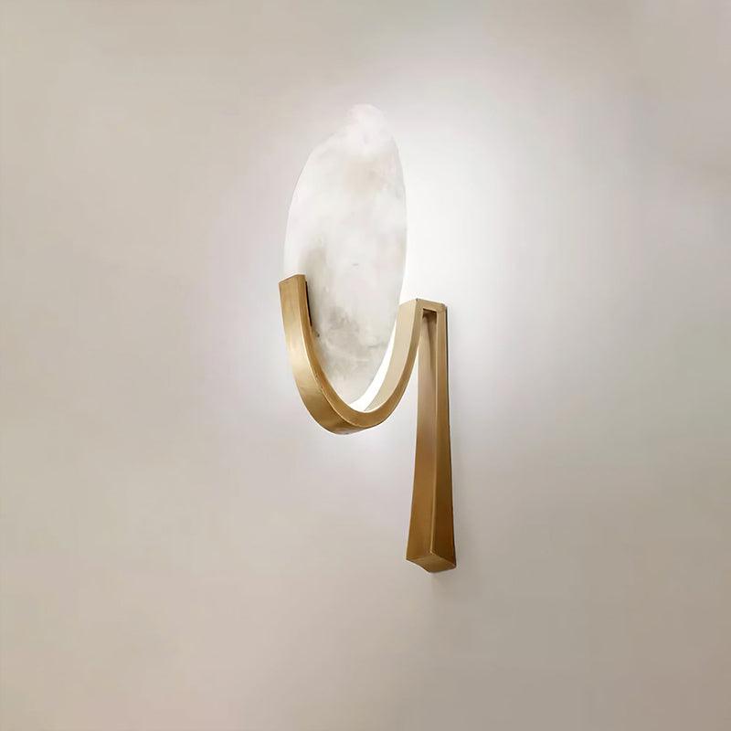 Alice Lampada da parete minimalista in alabastro — Supporto in ottone, attacco E14