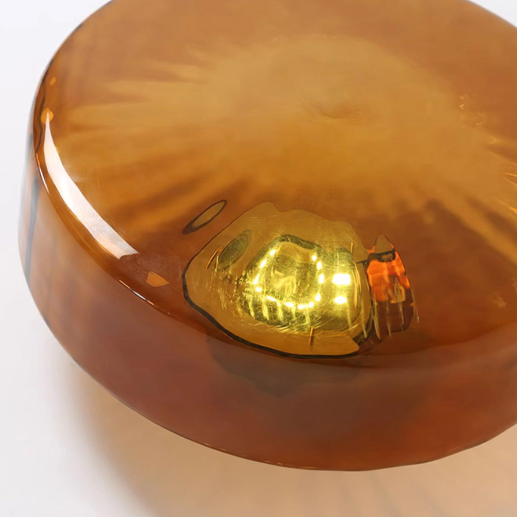 Plafonnier en verre ambré June — Abat-jour à motif rayonnant