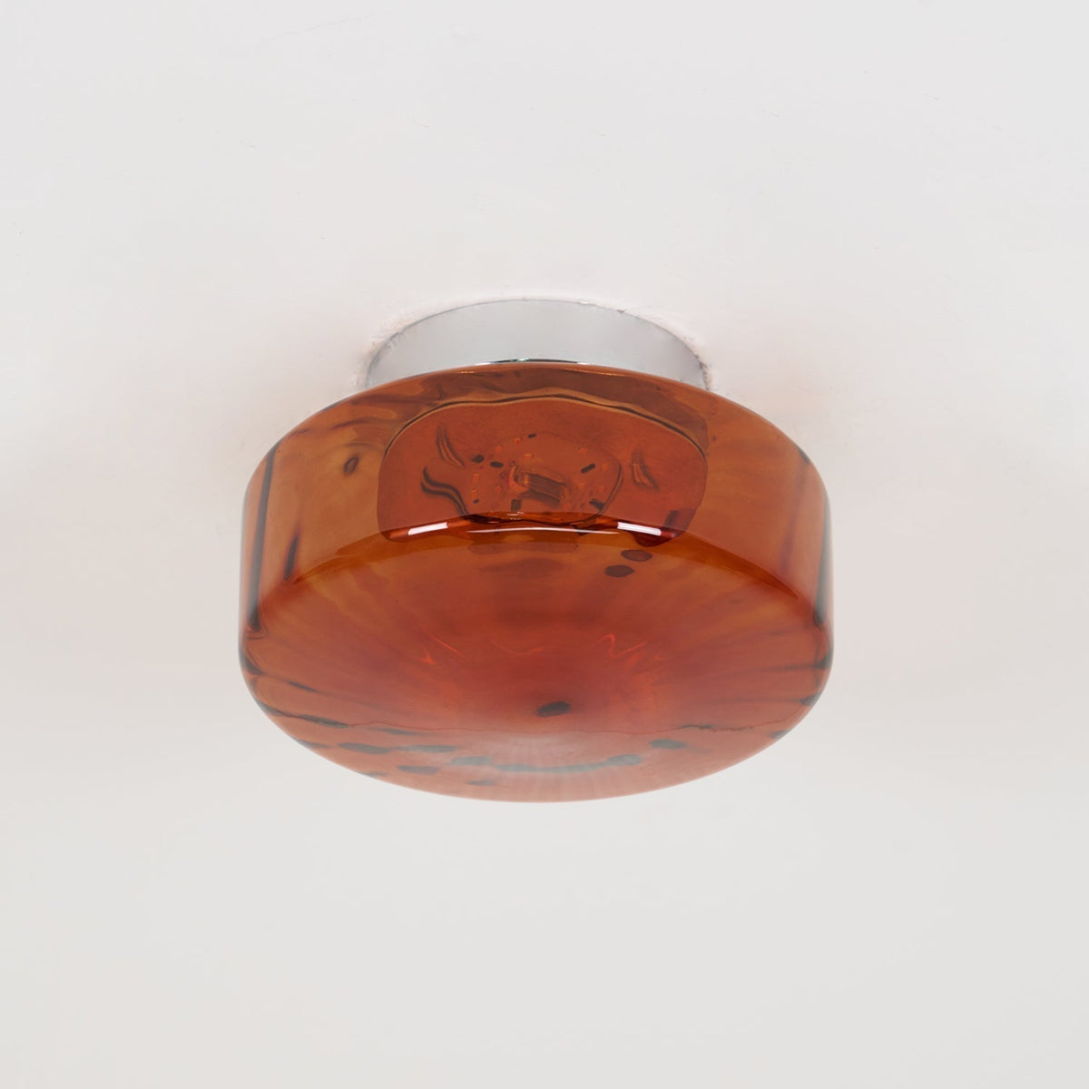 Plafonnier en verre ambré June — Abat-jour à motif rayonnant