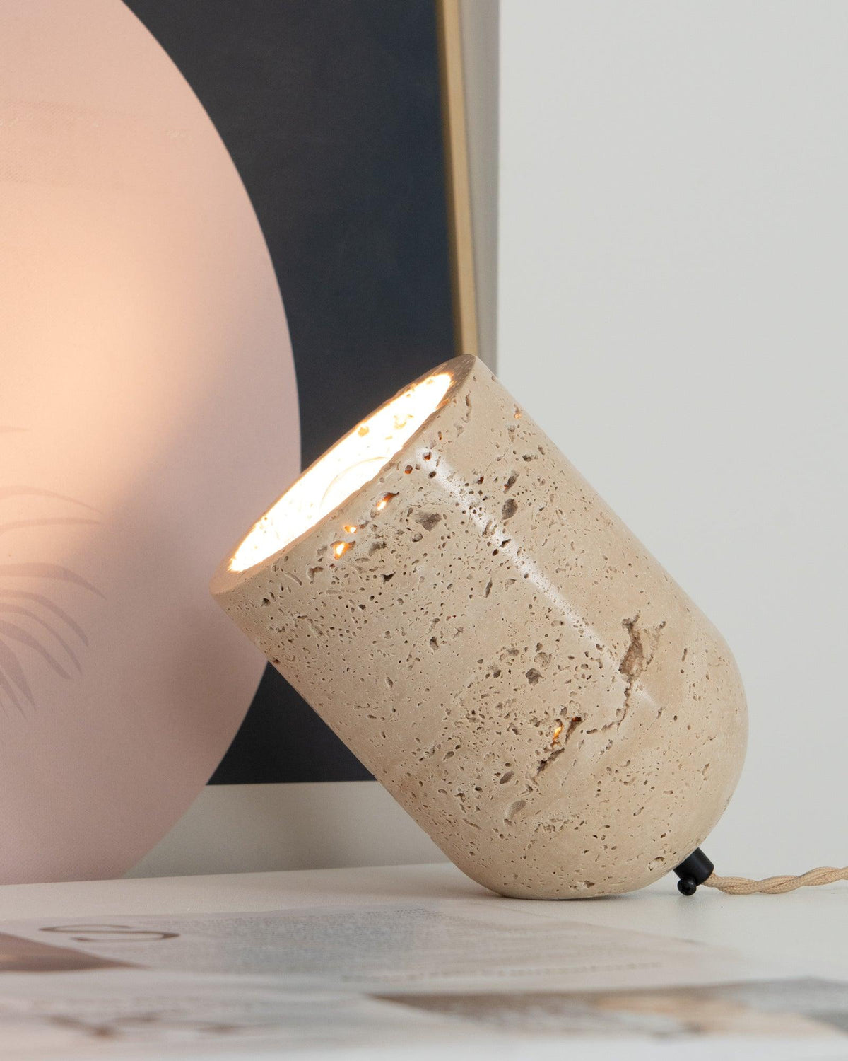 Amidori Yellow Travertine Wabi-Sabi Table Light — 40W Max, E26 E27 Socket