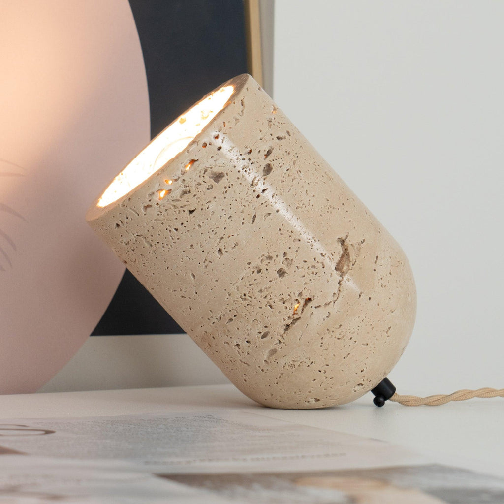 Amidori Yellow Travertine Wabi-Sabi Table Light — 40W Max, E26 E27 Socket