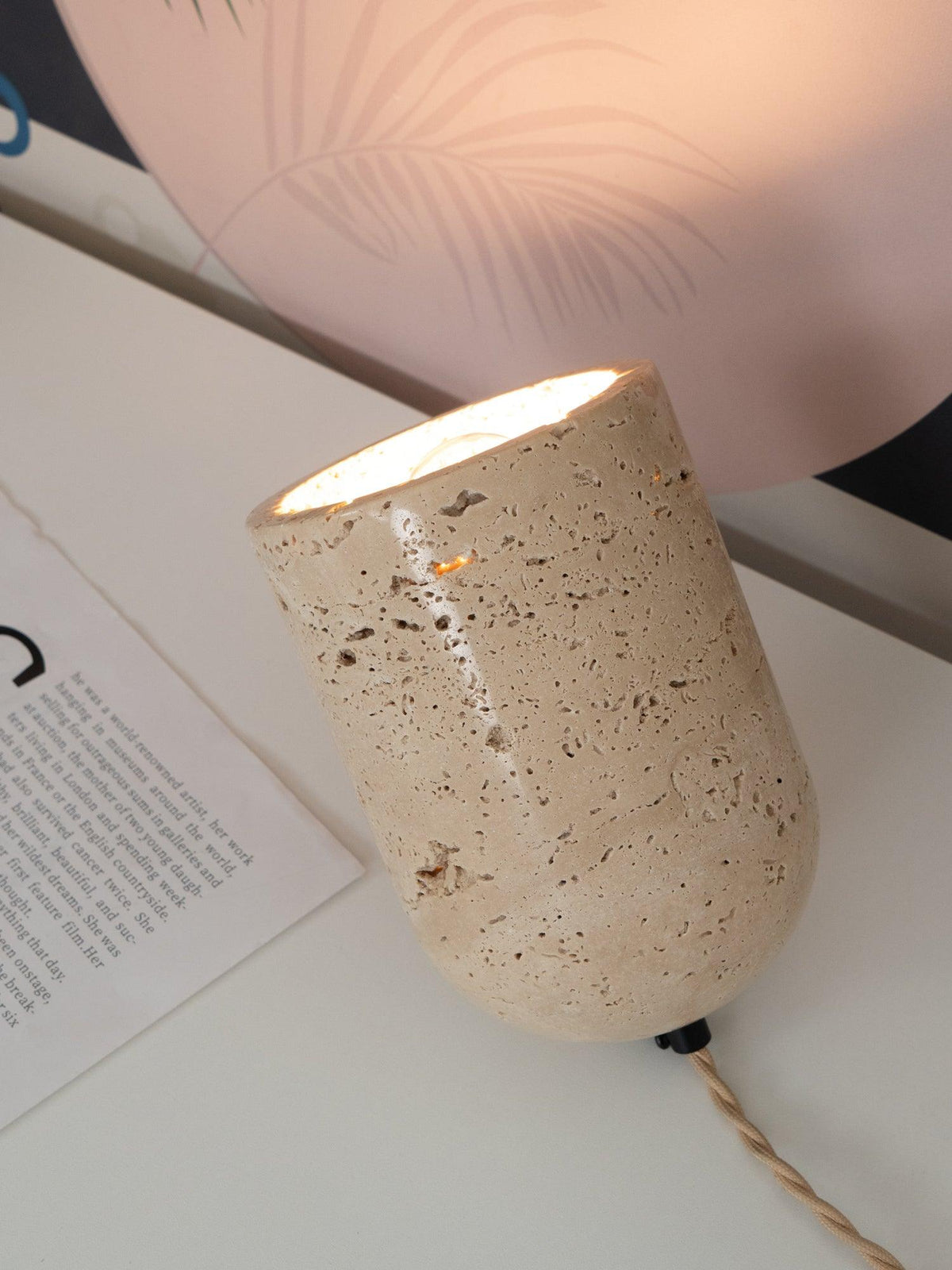 Amidori Yellow Travertine Wabi-Sabi Table Light — 40W Max, E26 E27 Socket