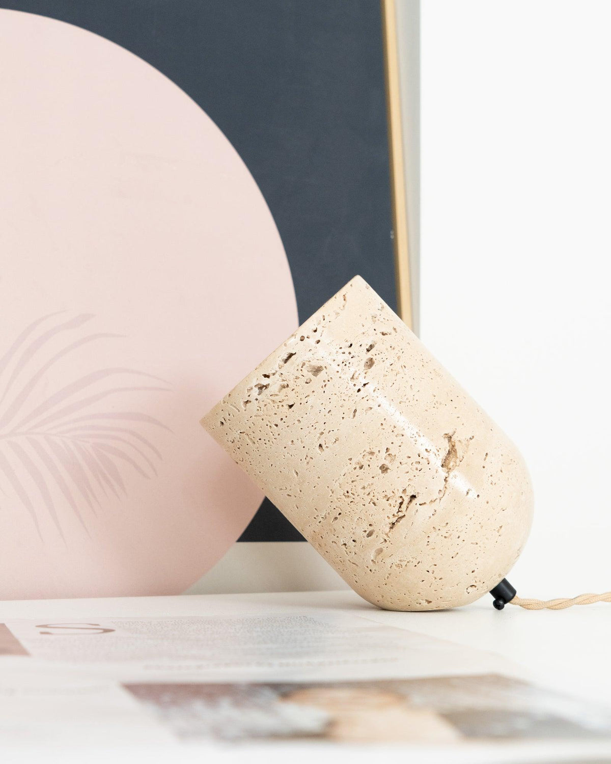 Amidori Yellow Travertine Wabi-Sabi Table Light — 40W Max, E26 E27 Socket