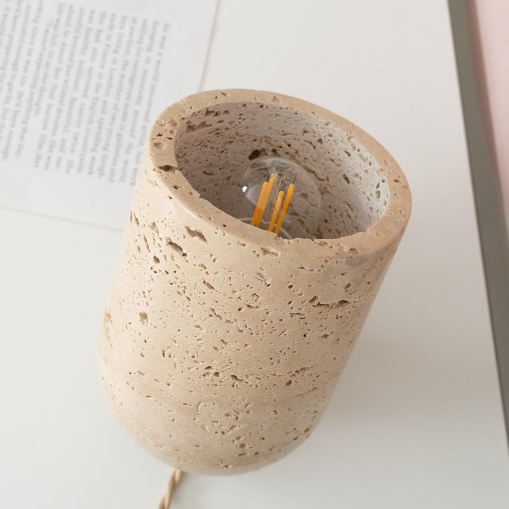 Amidori Yellow Travertine Wabi-Sabi Table Light — 40W Max, E26 E27 Socket