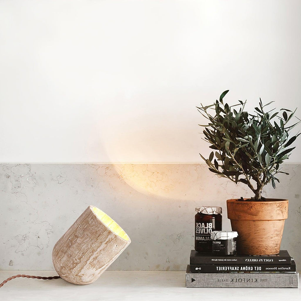 Amidori Yellow Travertine Wabi-Sabi Table Light — 40W Max, E26 E27 Socket