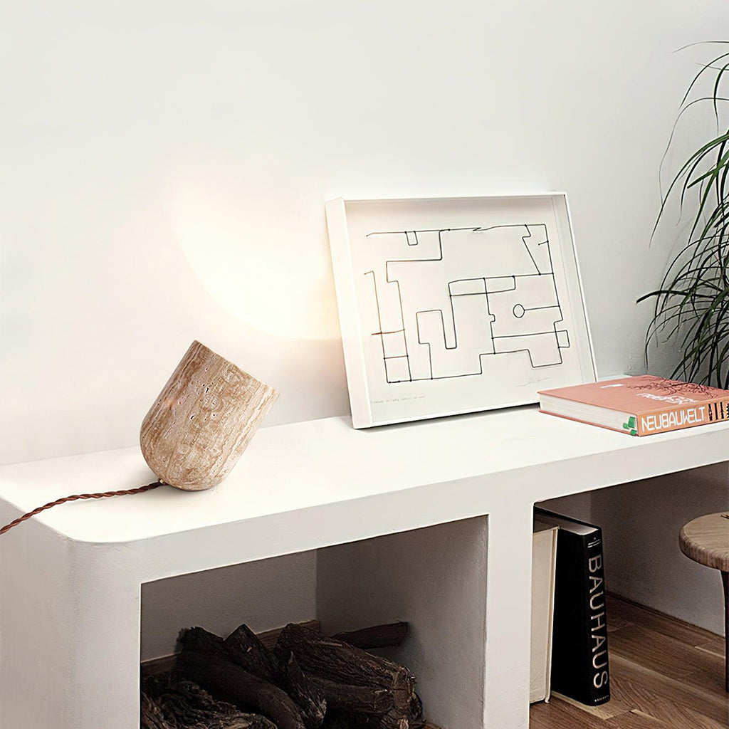 Amidori Yellow Travertine Wabi-Sabi Table Light — 40W Max, E26 E27 Socket