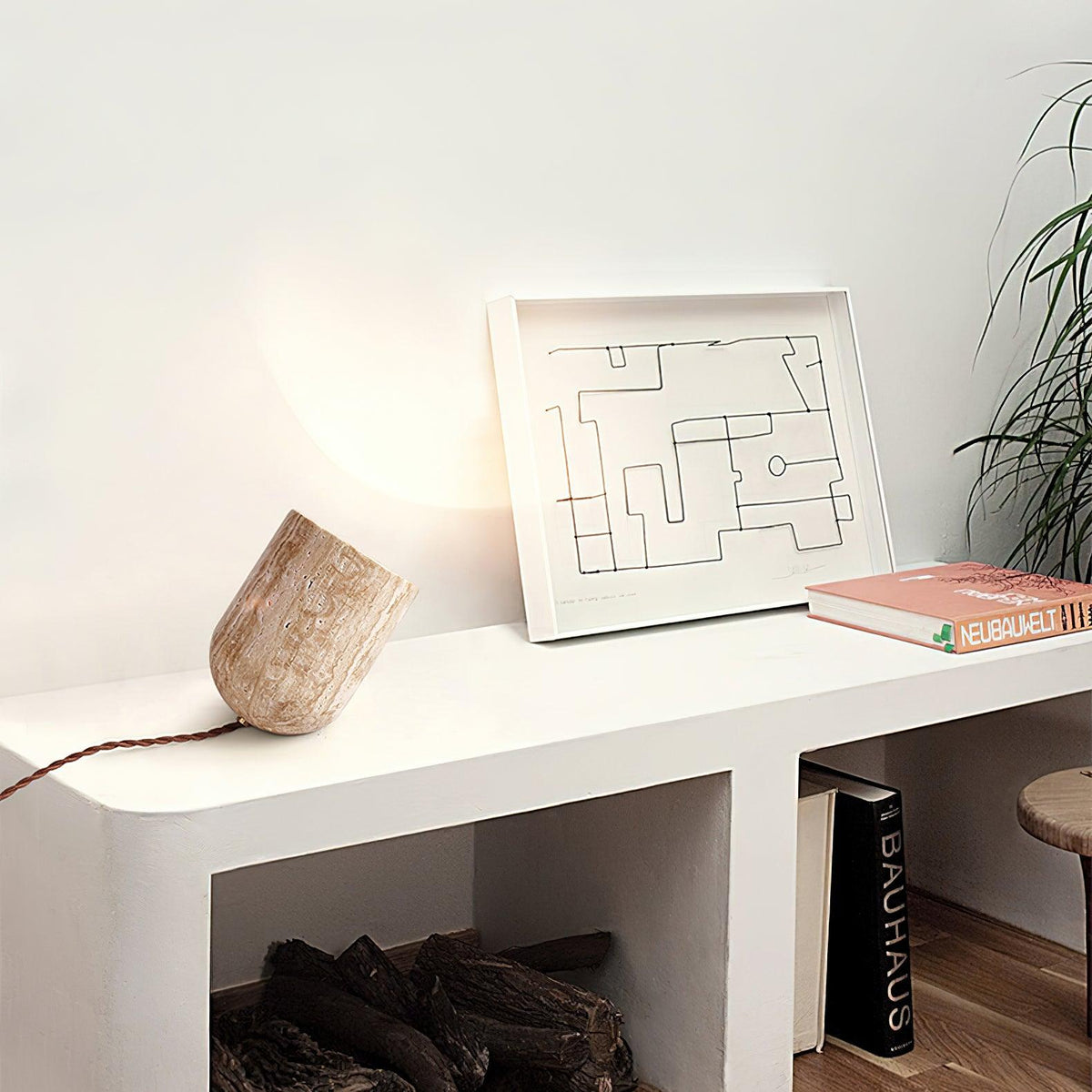 Amidori Yellow Travertine Wabi-Sabi Table Light — 40W Max, E26 E27 Socket