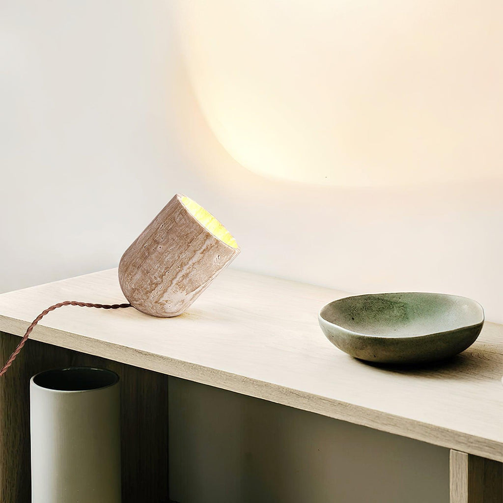 Amidori Yellow Travertine Wabi-Sabi Table Light — 40W Max, E26 E27 Socket