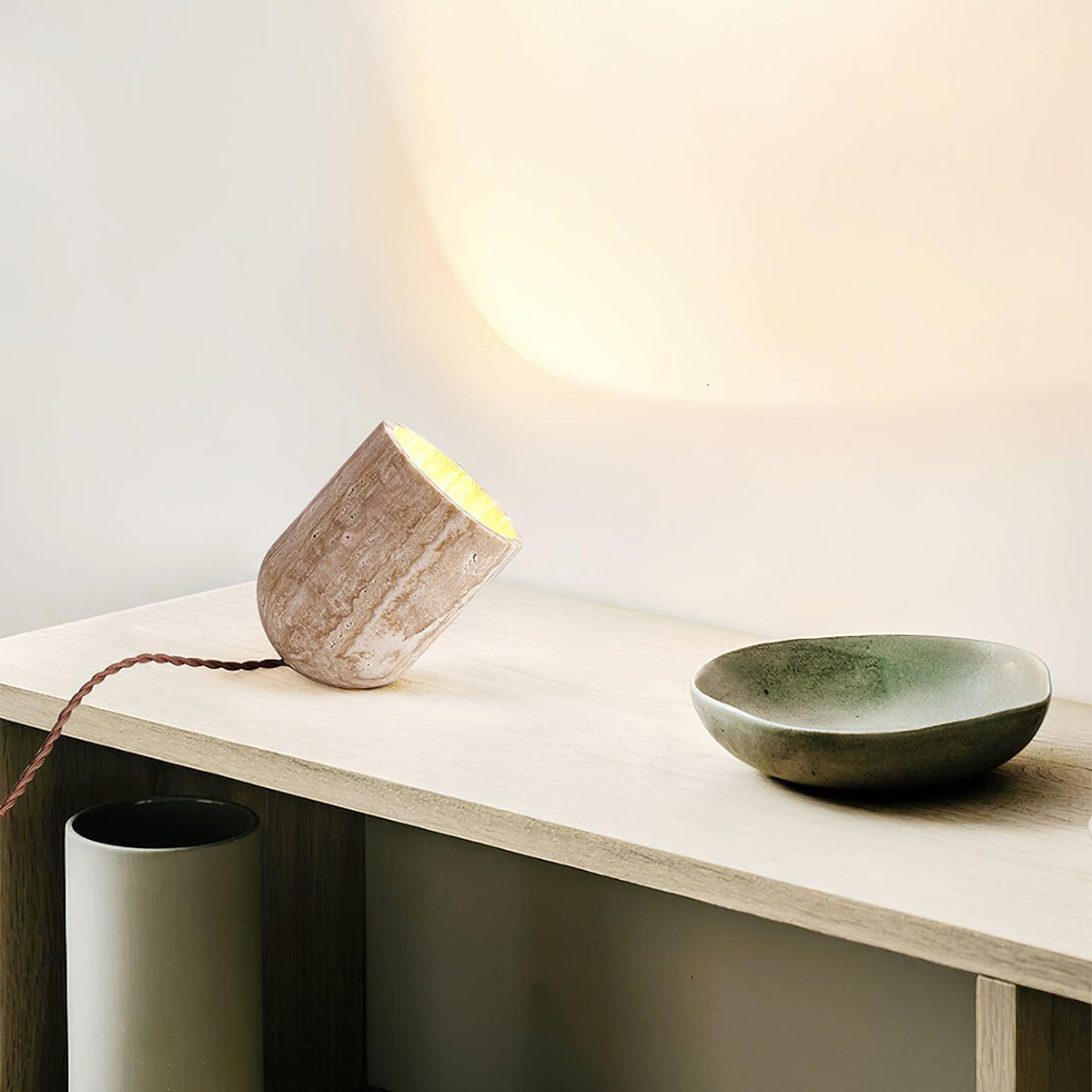 Amidori Yellow Travertine Wabi-Sabi Table Light — 40W Max, E26 E27 Socket