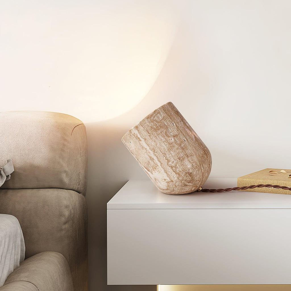 Amidori Yellow Travertine Wabi-Sabi Table Light — 40W Max, E26 E27 Socket