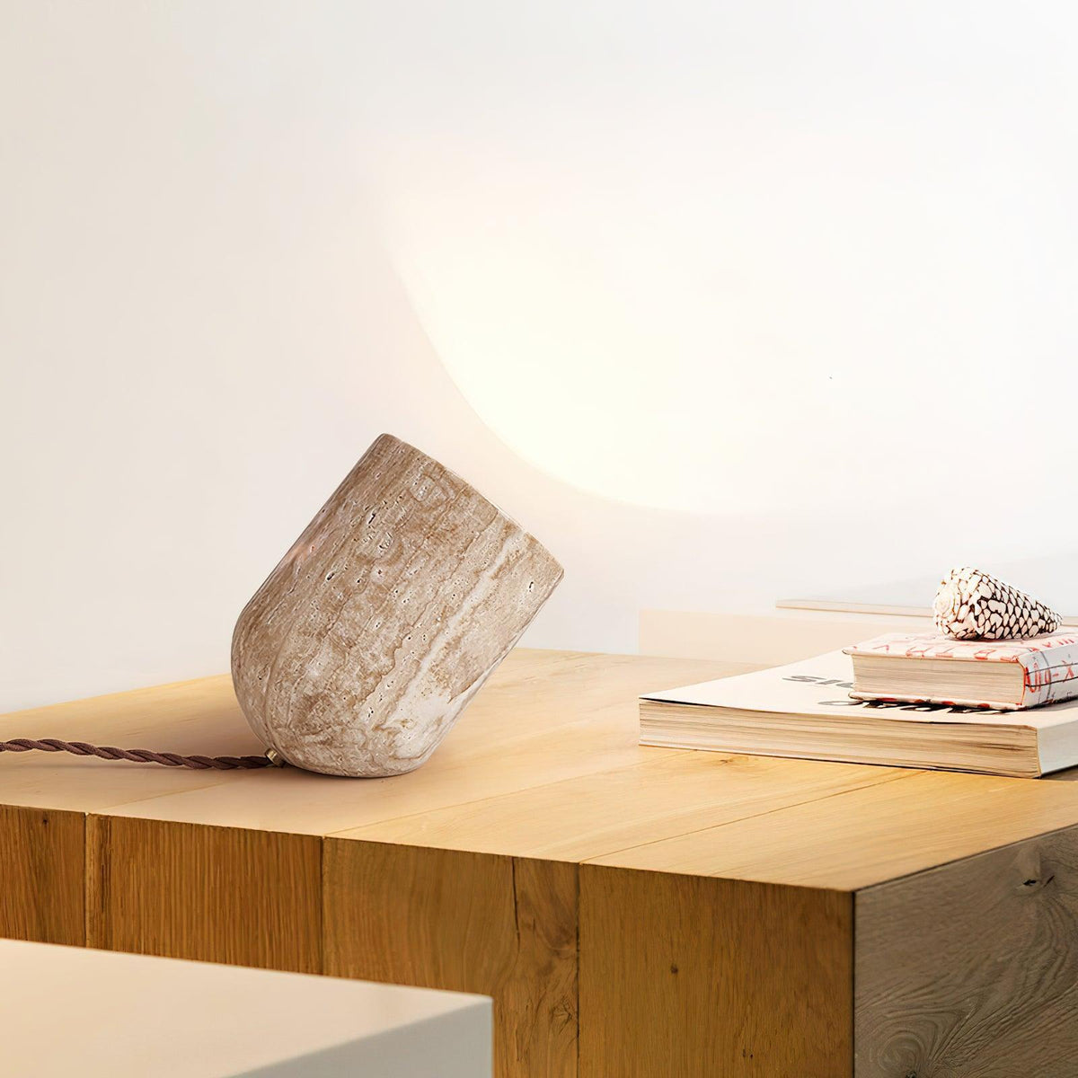 Amidori Yellow Travertine Wabi-Sabi Table Light — 40W Max, E26 E27 Socket