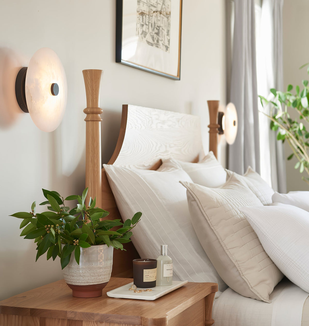 Clio loftslampe i alabast — ∅ 7.9″ integreret LED