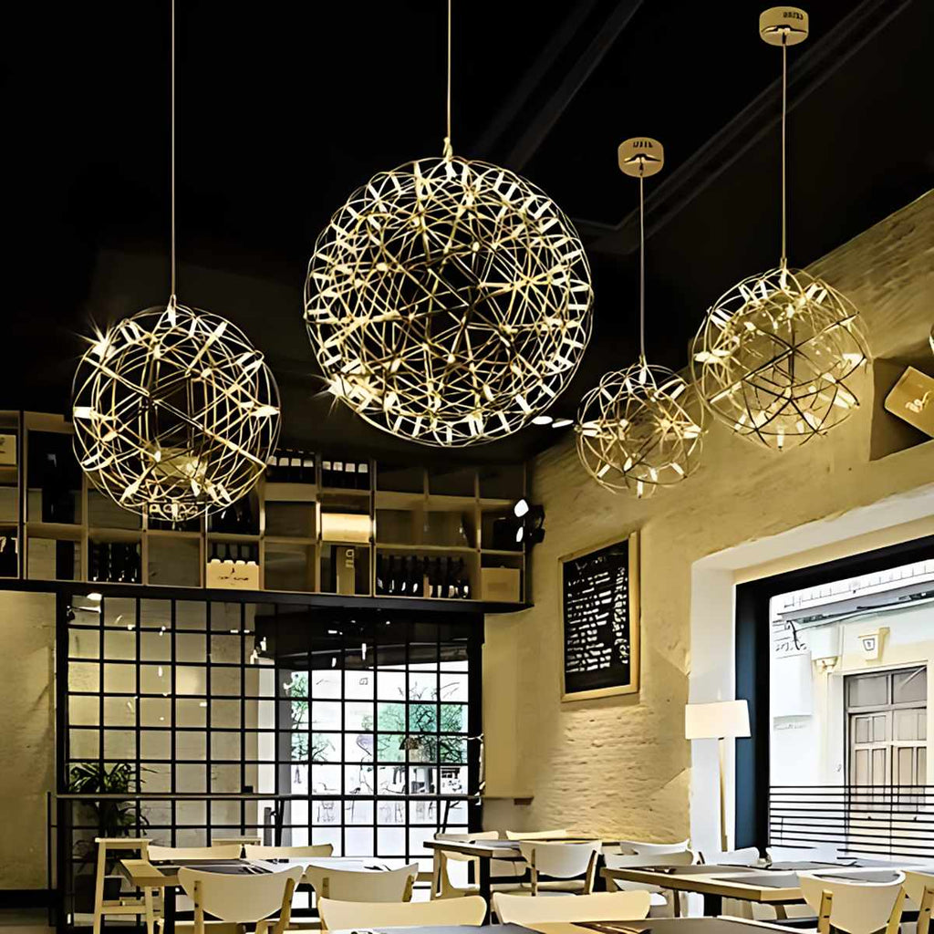 Silberne Feuerkugel-Hängeleuchte für Esszimmer - Orntli