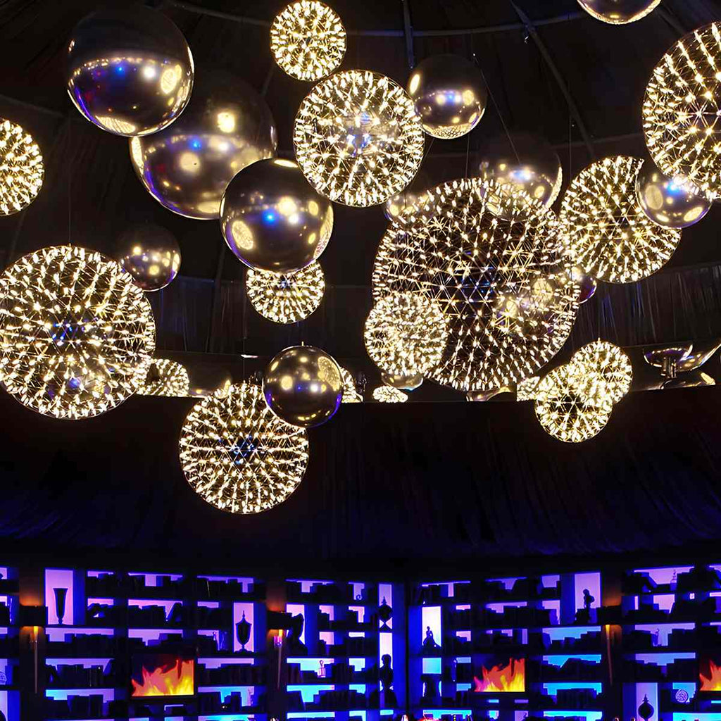 Silberne Feuerkugel-Hängeleuchte für Esszimmer - Orntli