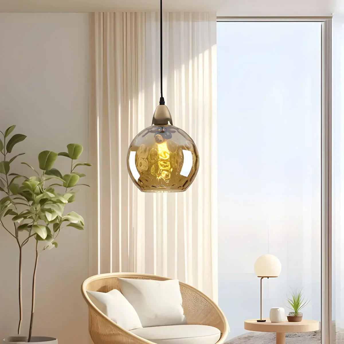 מנורת תלייה כדור זכוכית צבעונית לסלון - Orntli