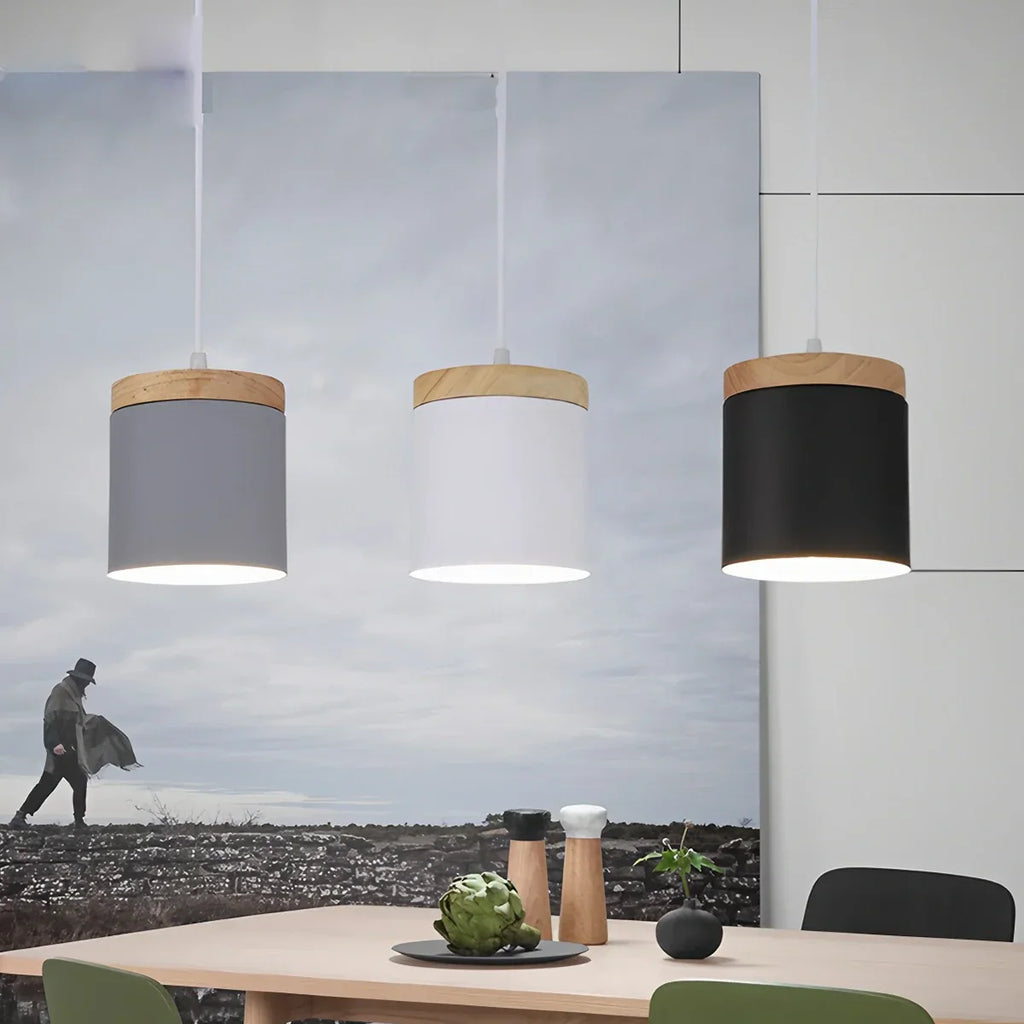 Lampada a sospensione con accento in legno moderno Laetus - Orntli