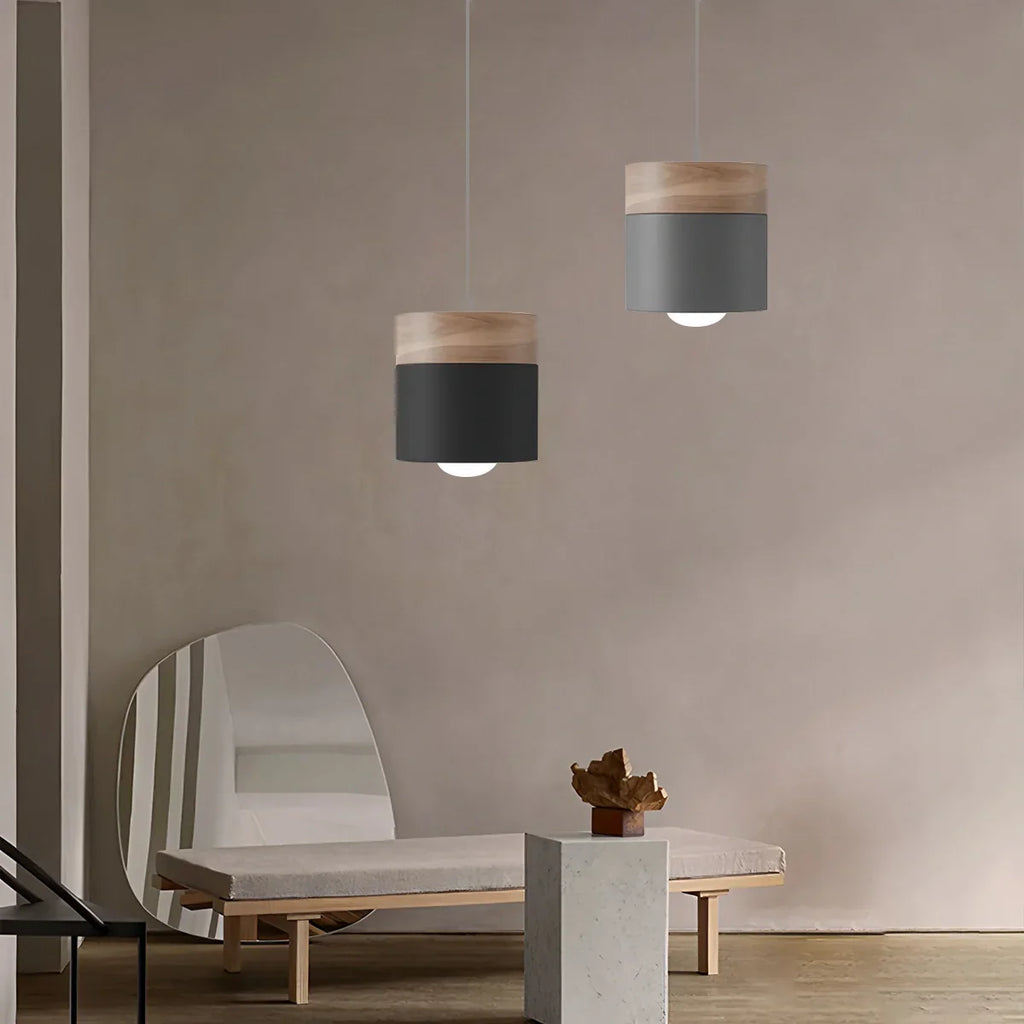 Lampada a sospensione con accento in legno moderno Laetus - Orntli