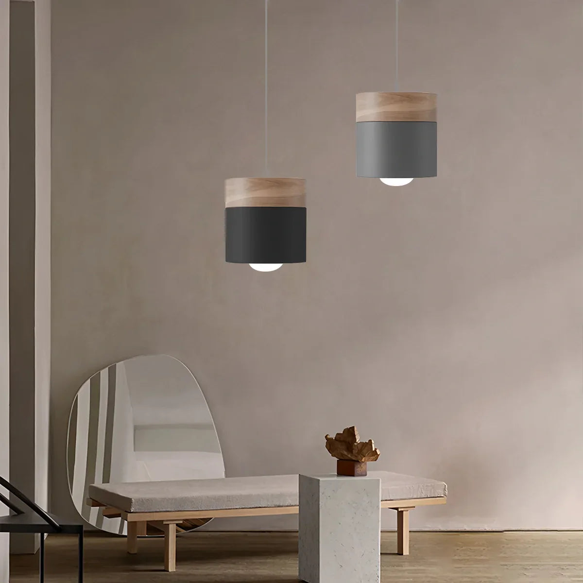 Lampada a sospensione con accento in legno moderno Laetus - Orntli