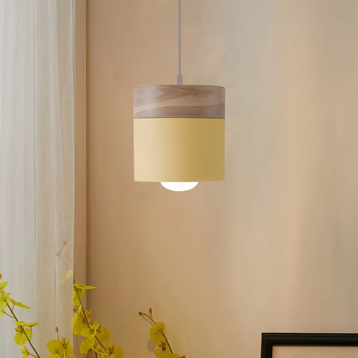 Lampada a sospensione con accento in legno moderno Laetus - Orntli