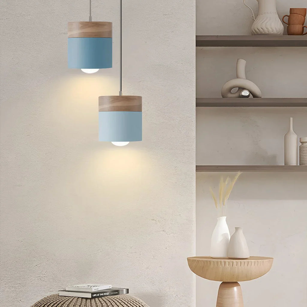 Lampada a sospensione con accento in legno moderno Laetus - Orntli